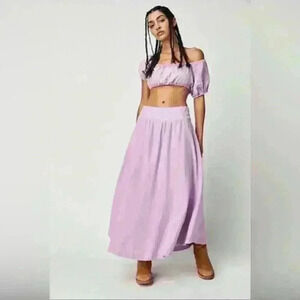 NWT Free People Lotus Set In White/Lilac Combo Size Small Msrp $336